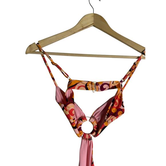 Beach Riot Kirsten 70s Geo Print Cut Out O-Ring One Piece Swimsuit Size Small - Picture 6 of 8